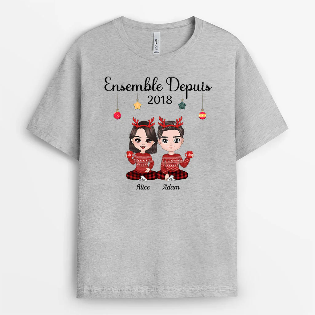 T-shirt Personnalisé pour Couples Noël - Ensemble Depuis