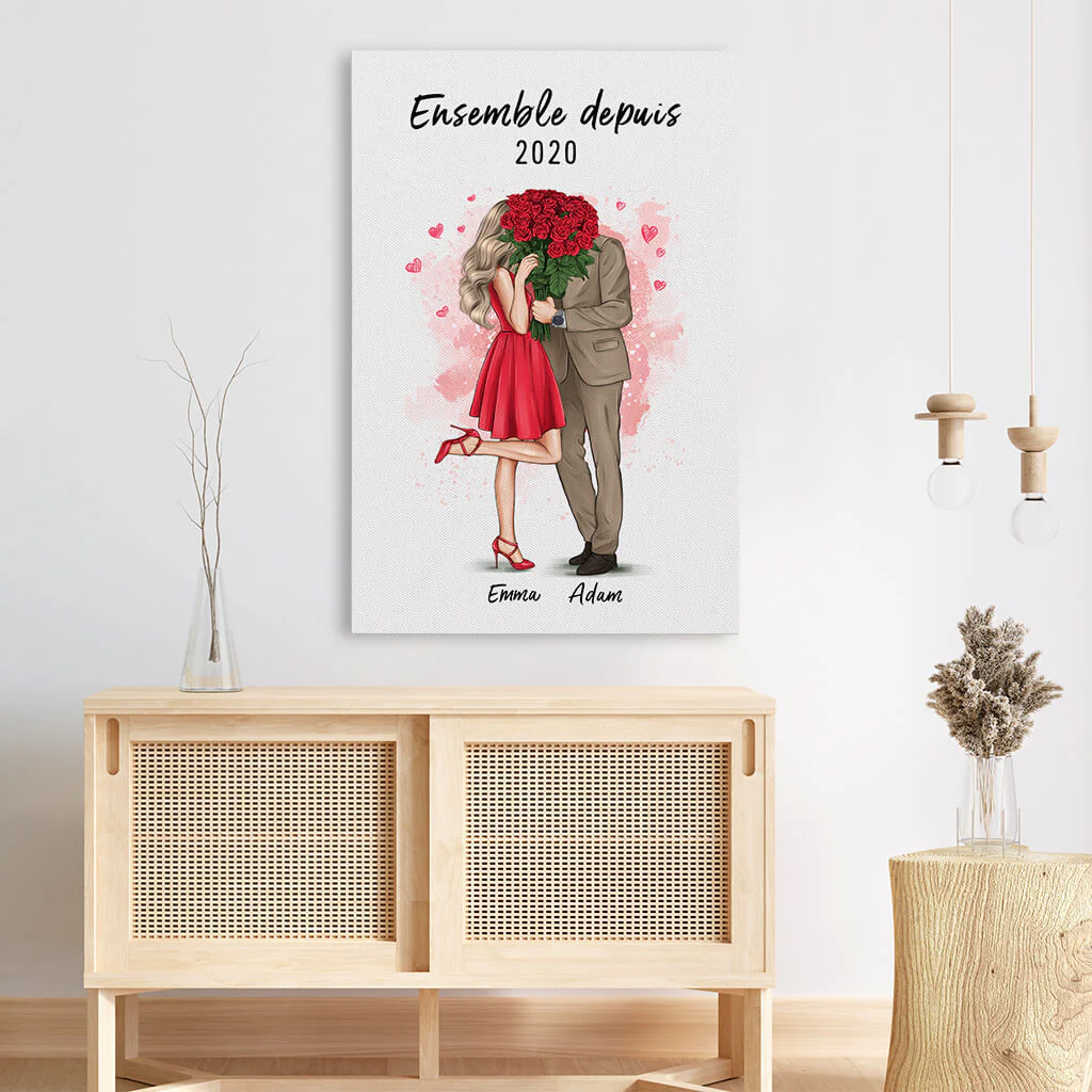 Ensemble Depuis Version Rose - Tableau Personnalisable Pour Couple - Image 3