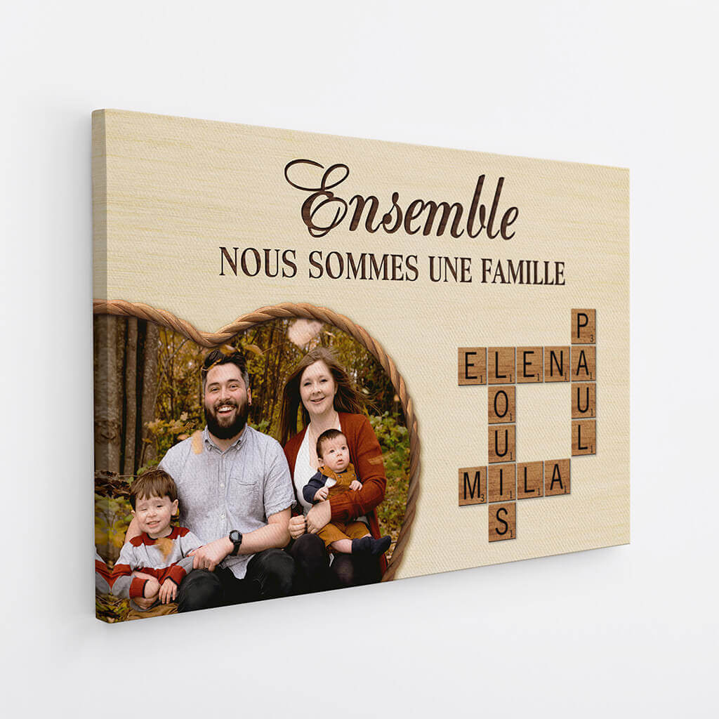 Toile personnalisée famille unie avec photo et mots croisés - Image 2