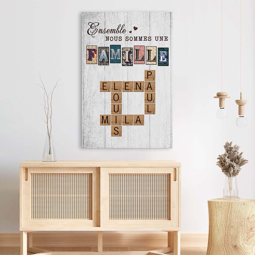 Toile vintage famille avec mots croisés personnalisés - Image 3
