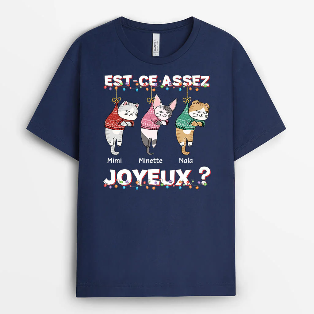 Cadeau De Noël Personnalisé Pas Cher – T-Shirt Chat Malicieux - Image 2