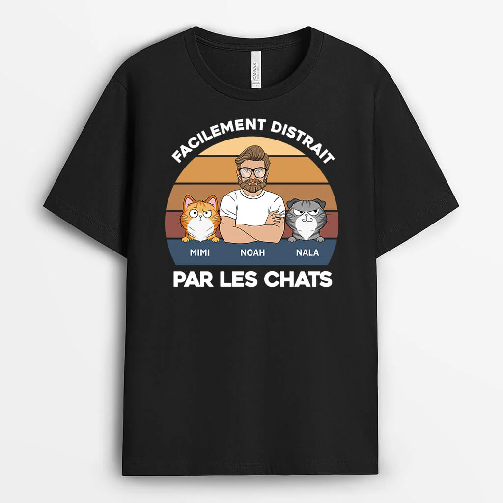 Tee Shirt Personnalisé Chat - Facilement Distrait(e) Par Les Chats - Image 2