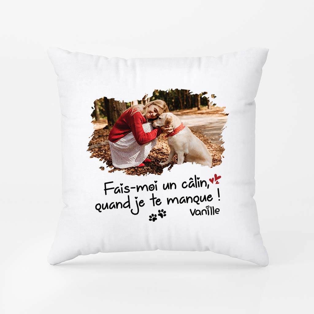 Coussin Chien Personnalisable | Fais Moi Un Calin Quand Je Te Manque