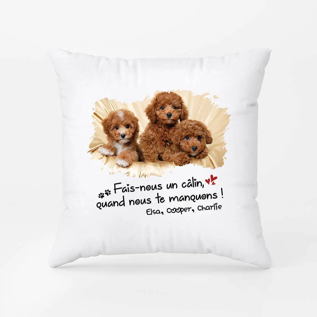 Coussin Chien Personnalisable | Fais Moi Un Calin Quand Je Te Manque - Image 2
