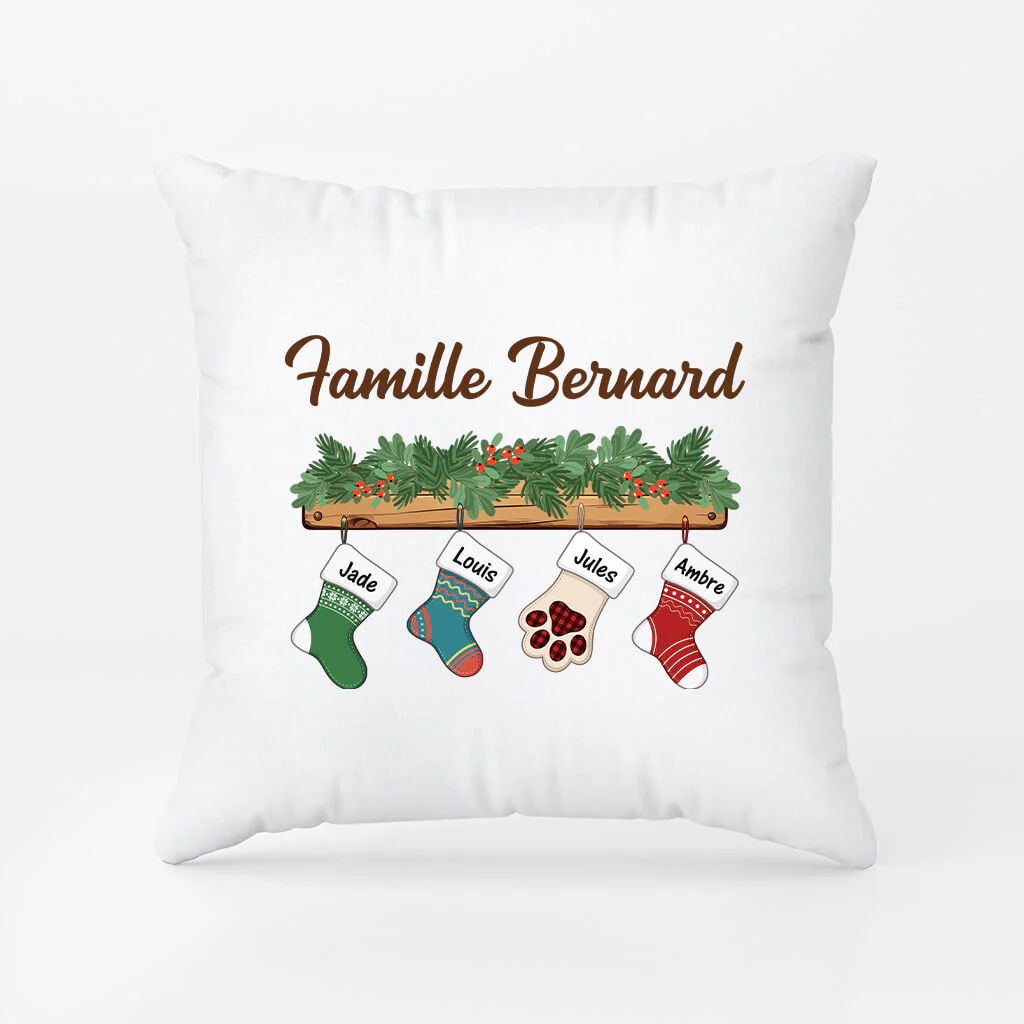 Coussin Famille Noël - Cadeaux de Noël Personnalisés