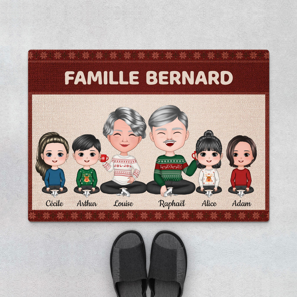 Paillasson personnalisé famille – Pour papy, mamie, papa et maman