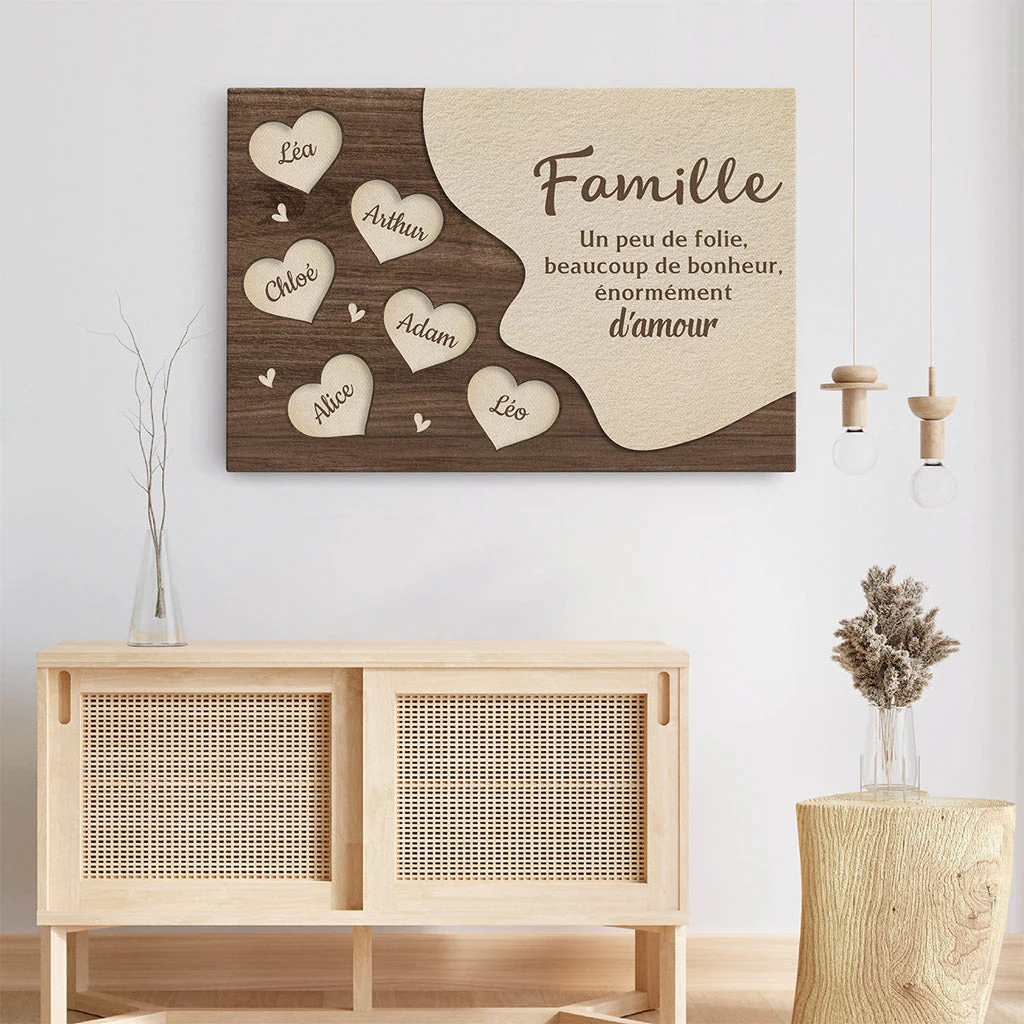 Toile Personnalisée Famille - Un Peu De Folie Beaucoup De Bonheur - Image 3