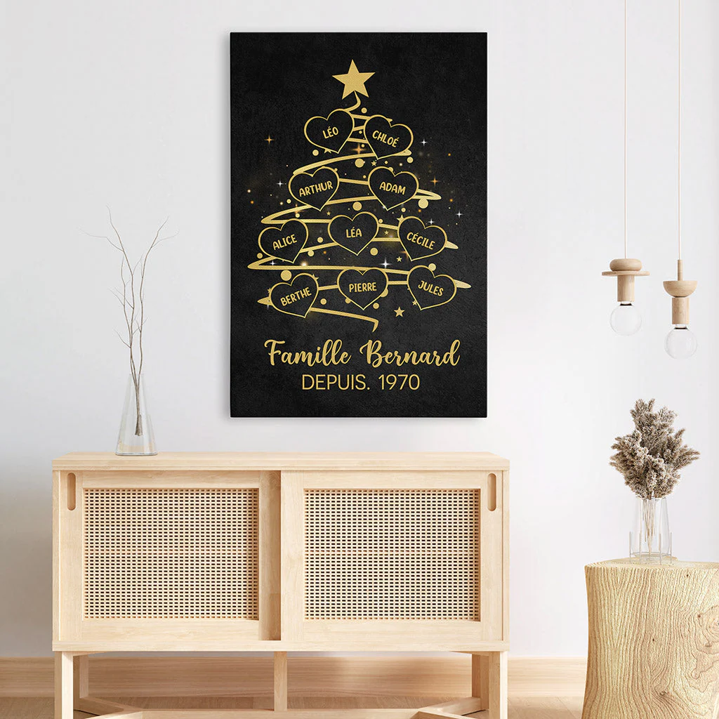 Toile Personnalisée Famille - Sapin De Noël Avec Prénom - Image 3