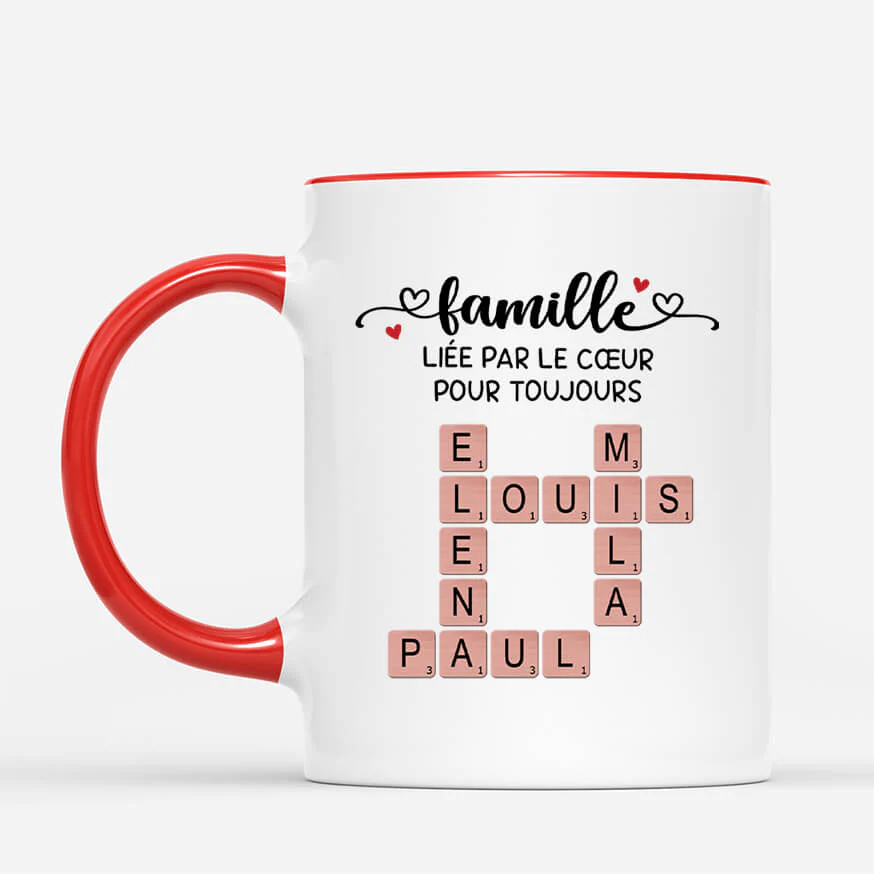 Mug Mot Croisé Famille Personnalisé – Lien Du Cœur - Image 2