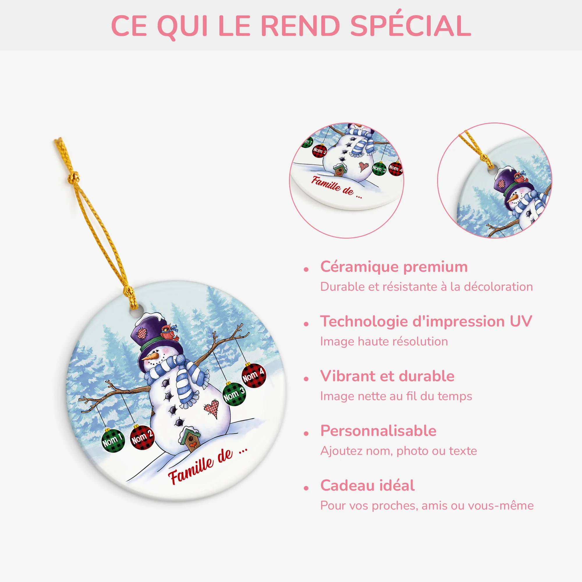 Ornement Famille Bonhomme de Neige Personnalisé - Image 4