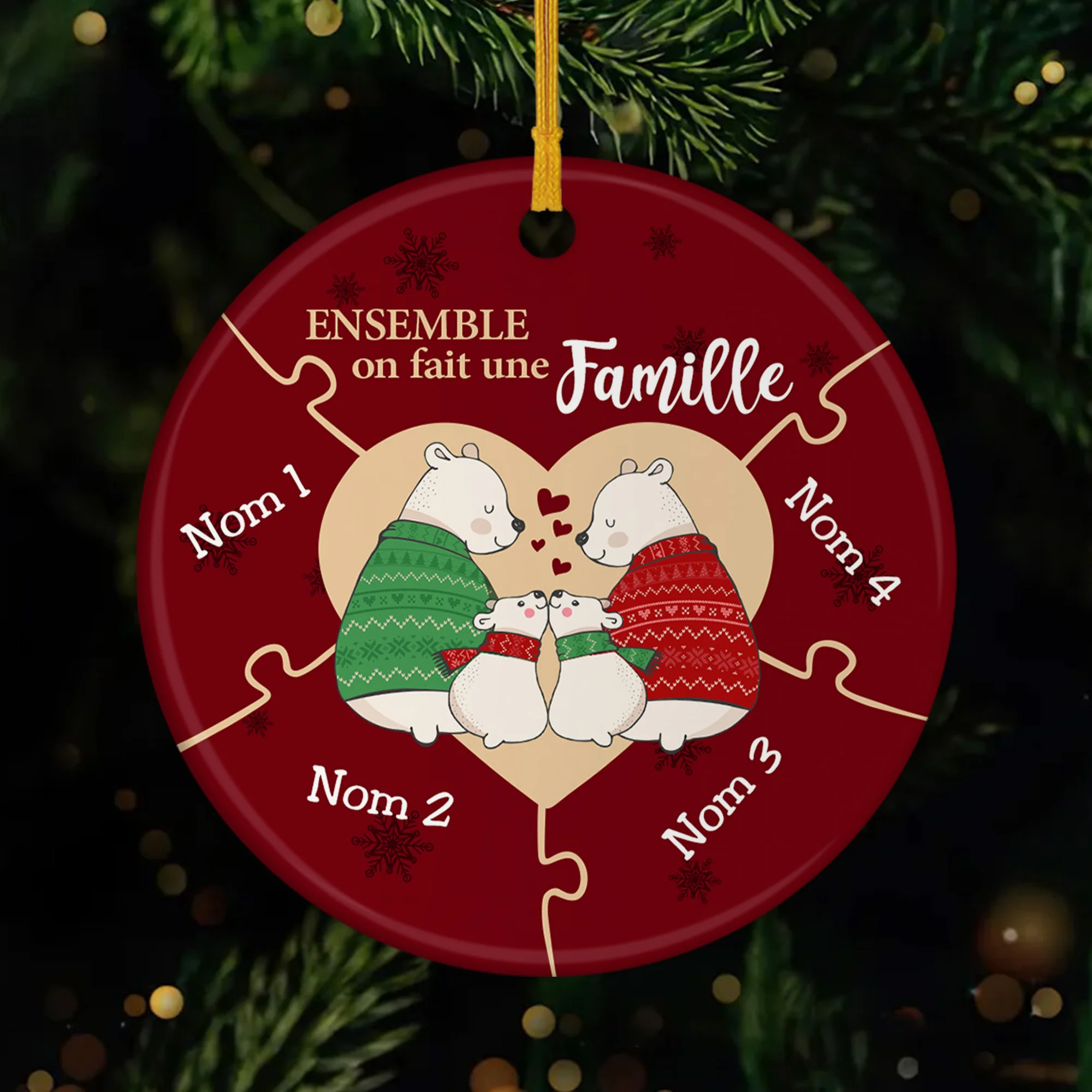Cadeau De Noël Personnalisé Pas Cher – Ornement Famille En Fête