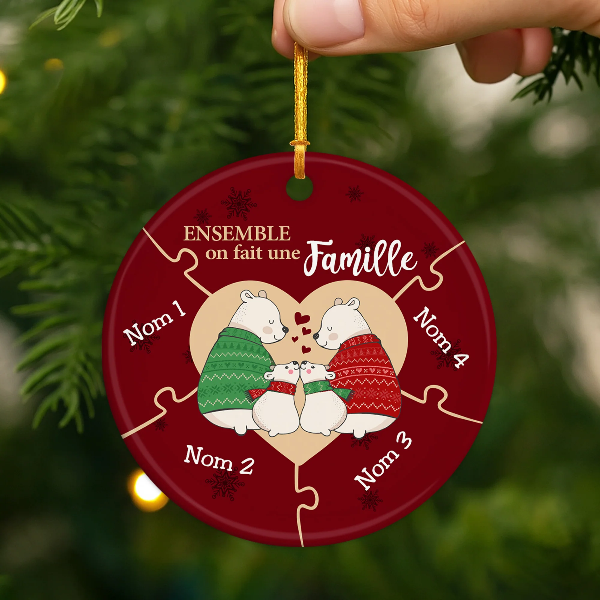 Cadeau De Noël Personnalisé Pas Cher – Ornement Famille En Fête - Image 2