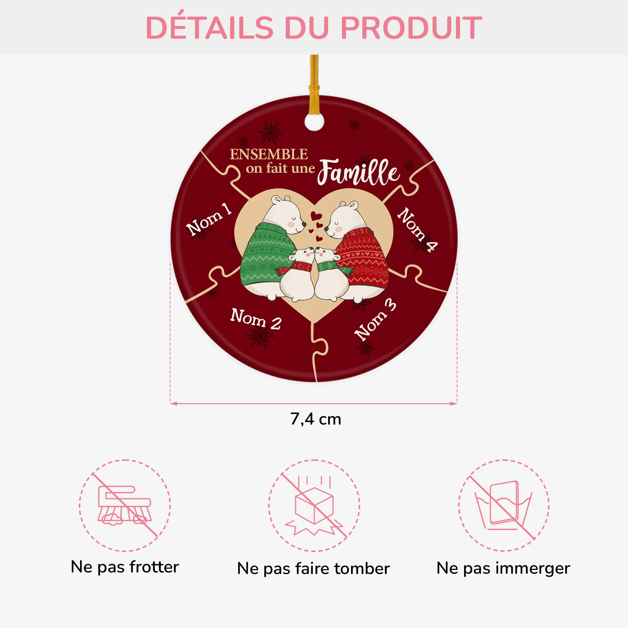 Cadeau De Noël Personnalisé Pas Cher – Ornement Famille En Fête - Image 3