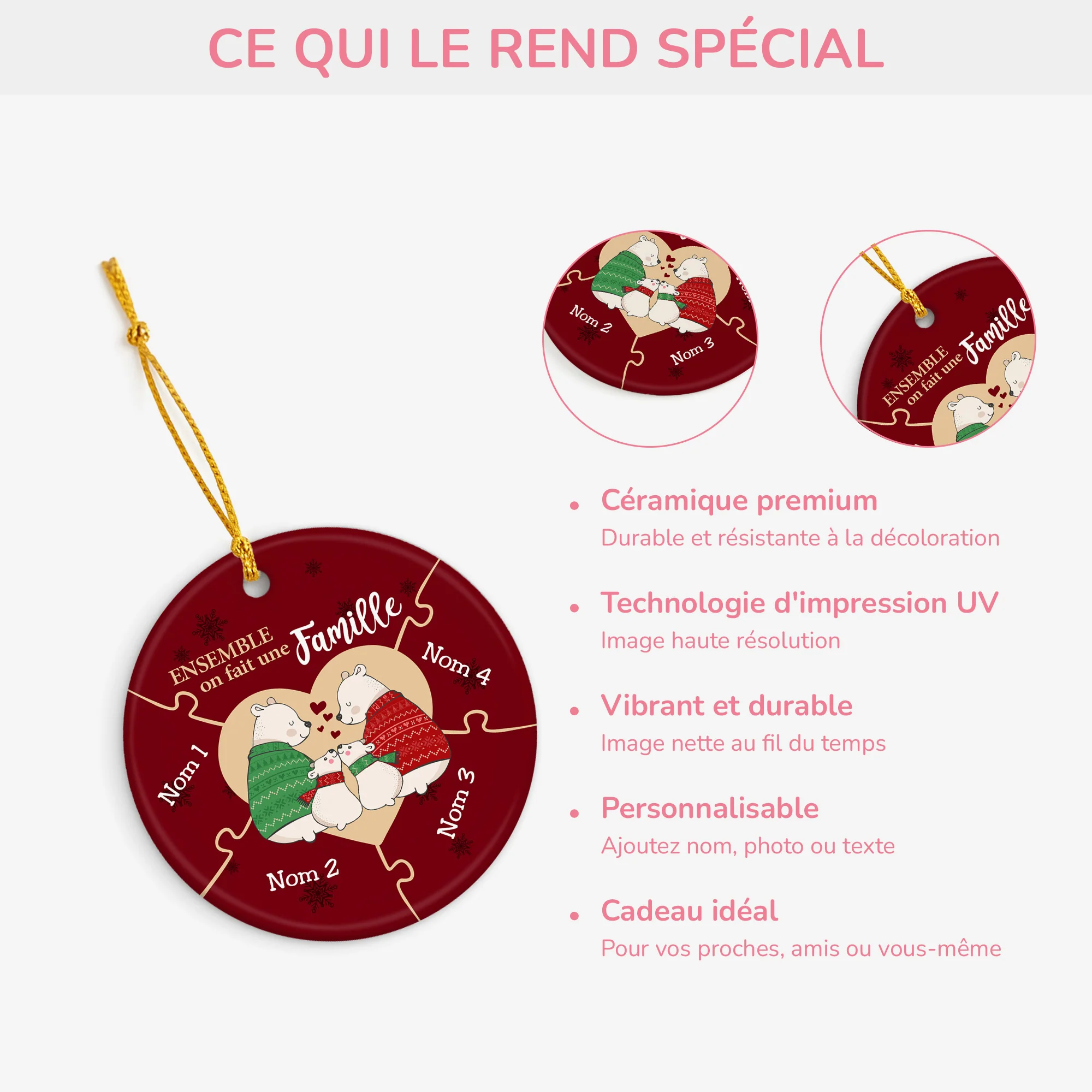 Cadeau De Noël Personnalisé Pas Cher – Ornement Famille En Fête - Image 4