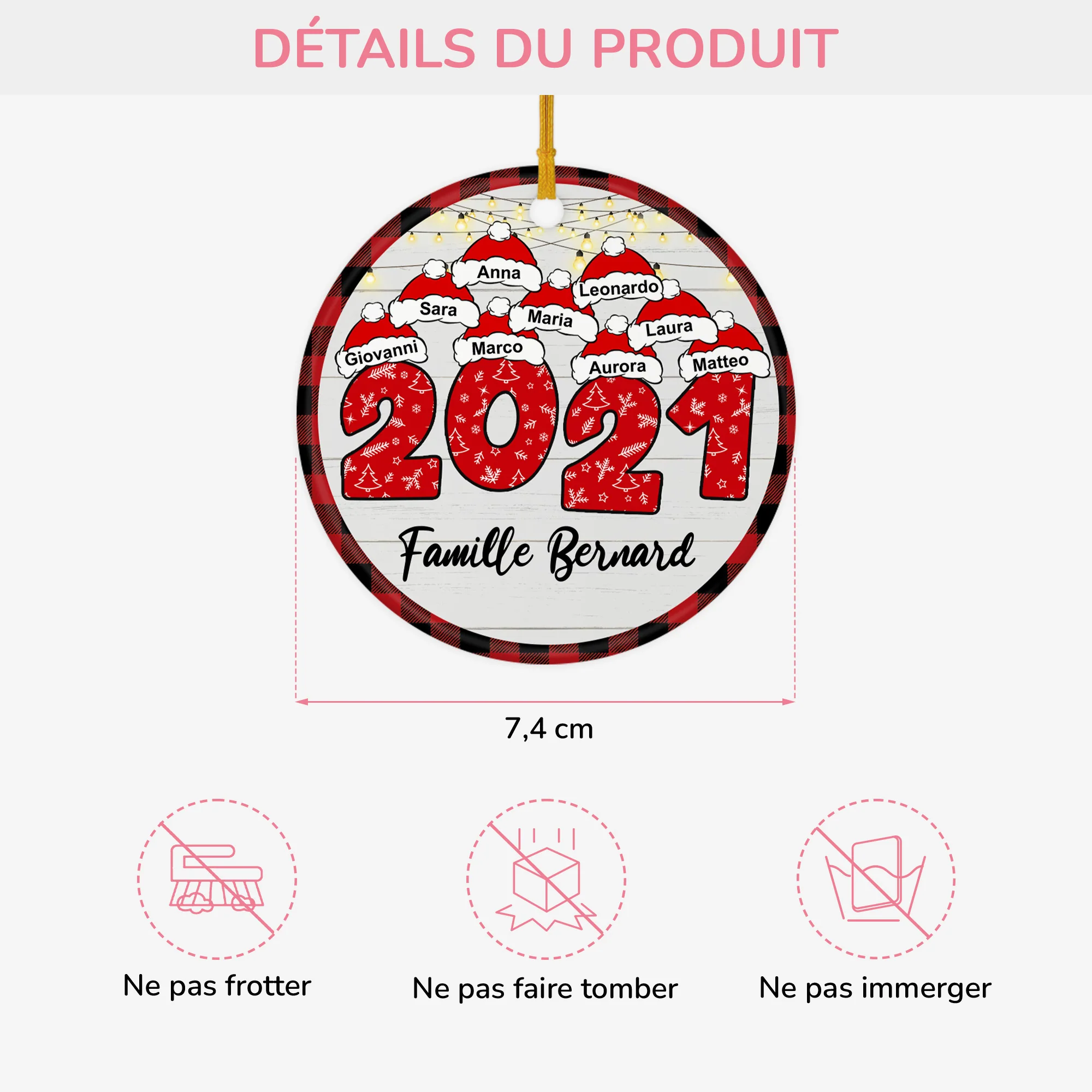 Cadeau De Noël Personnalisé Pas Cher – Ornement Famille - Image 3