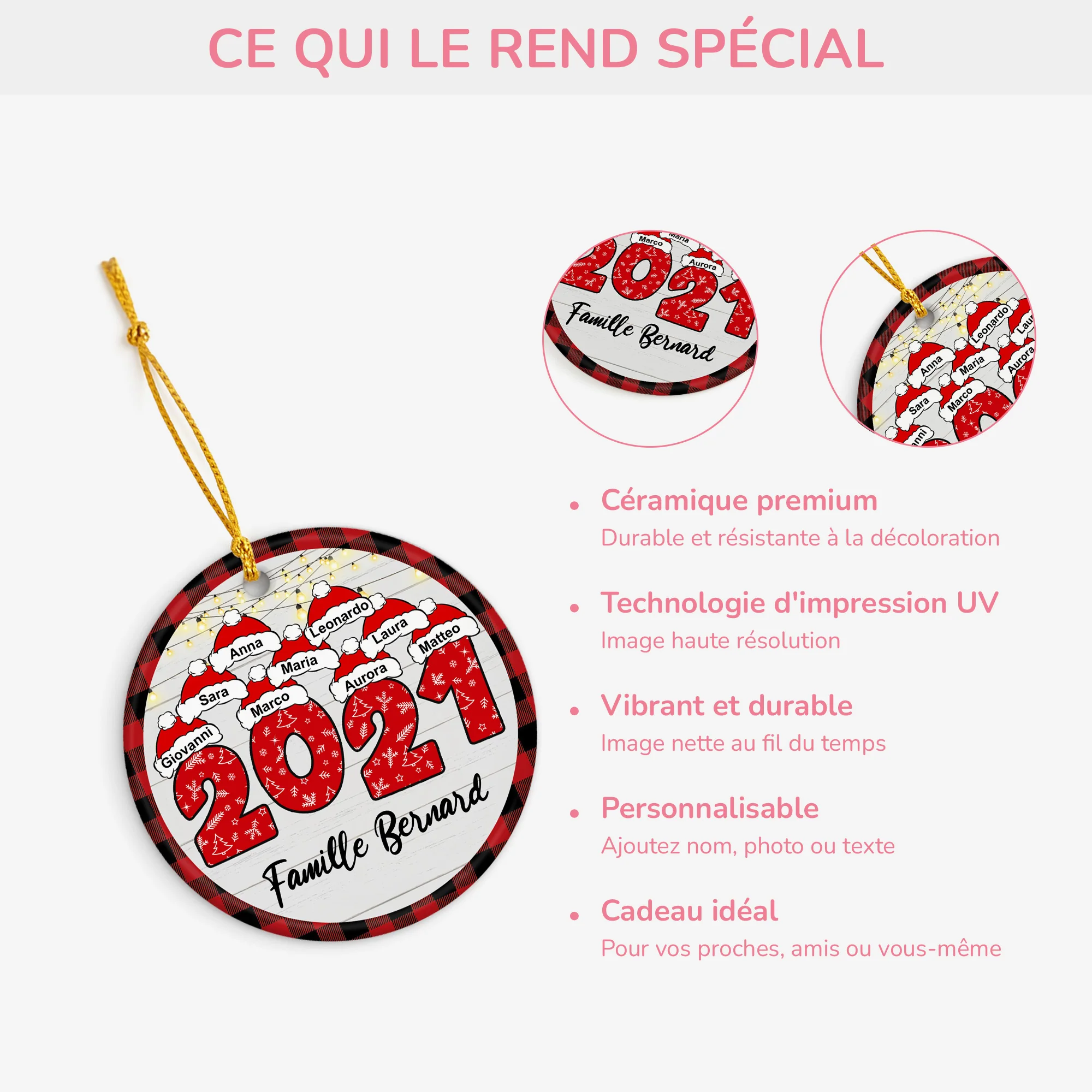 Cadeau De Noël Personnalisé Pas Cher – Ornement Famille - Image 4