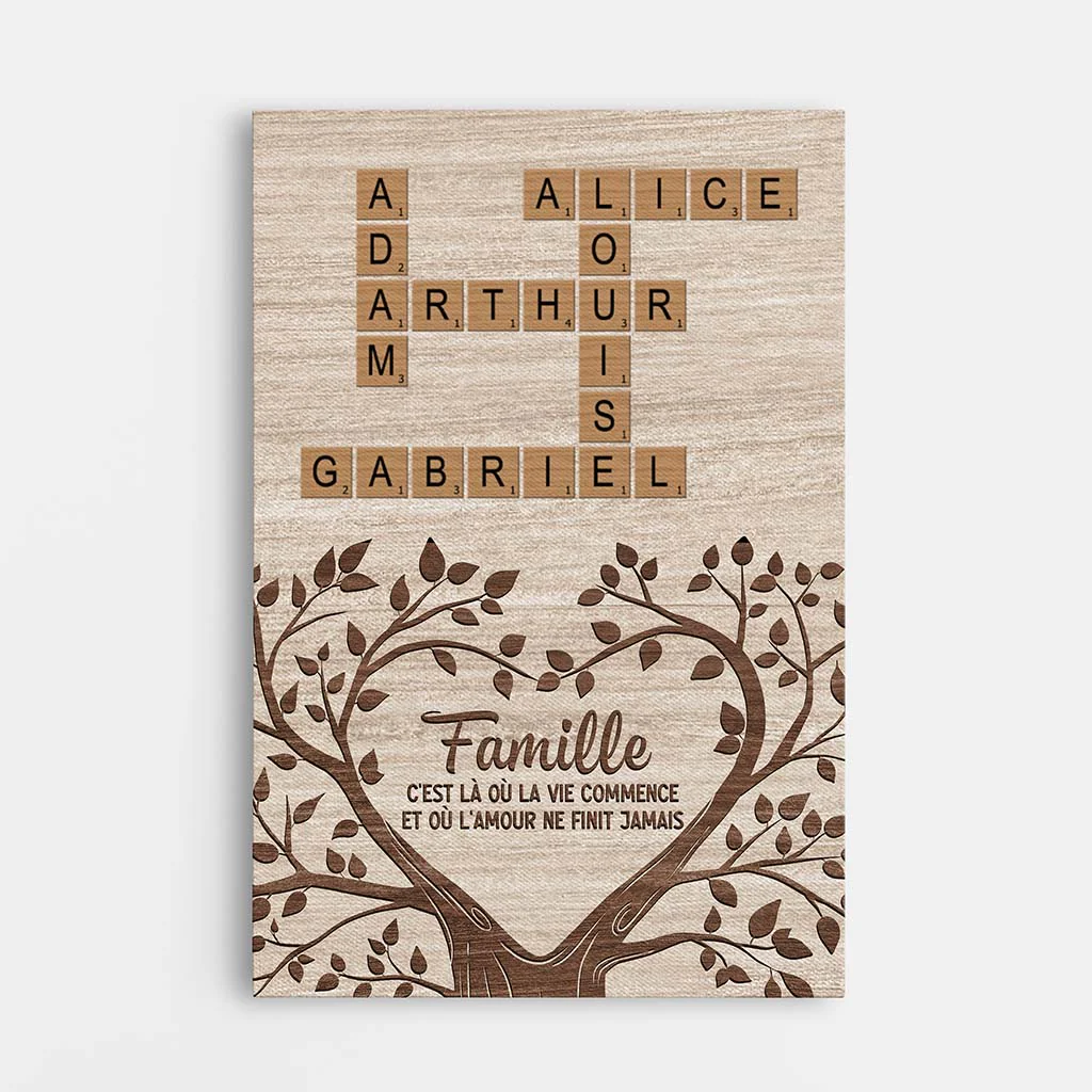 Tableau Mots Croisés Famille - Style Rétro