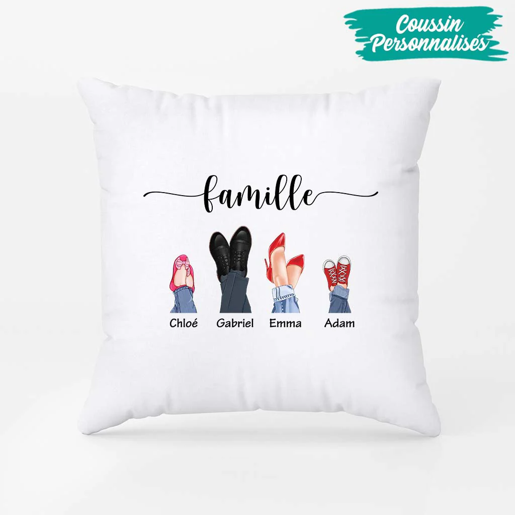 Coussin Personnalisé Famille - Famille Version Chaussures - Image 2