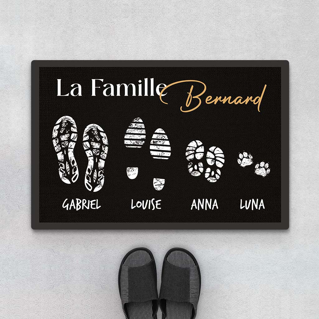 Tapis d’entrée personnalisé – Famille & empreintes de chaussures