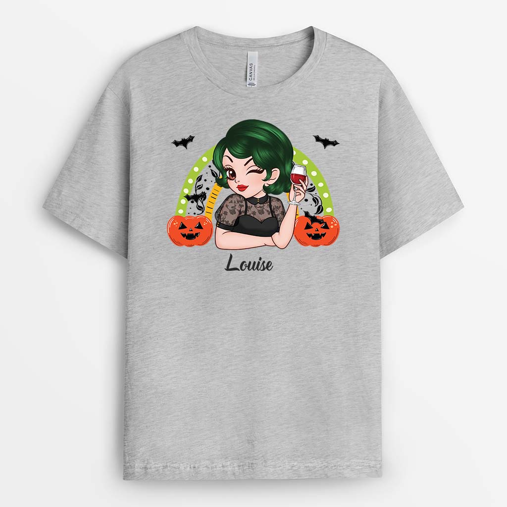 Tee Shirt Personnalisé Femme – Femme d'Halloween Avec Arc En Ciel - Image 2