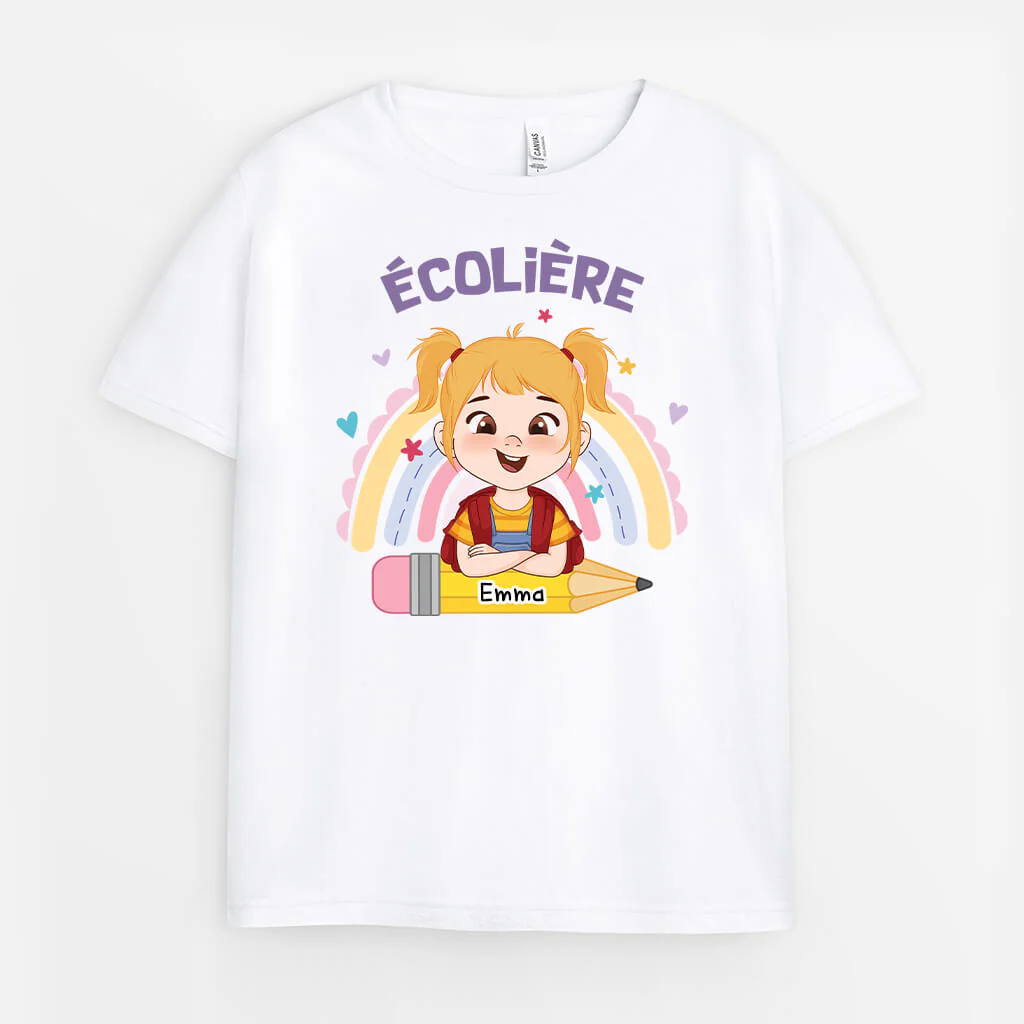 Tee Shirt Enfant Personnalisé - Fille d’École Arc-en-Ciel