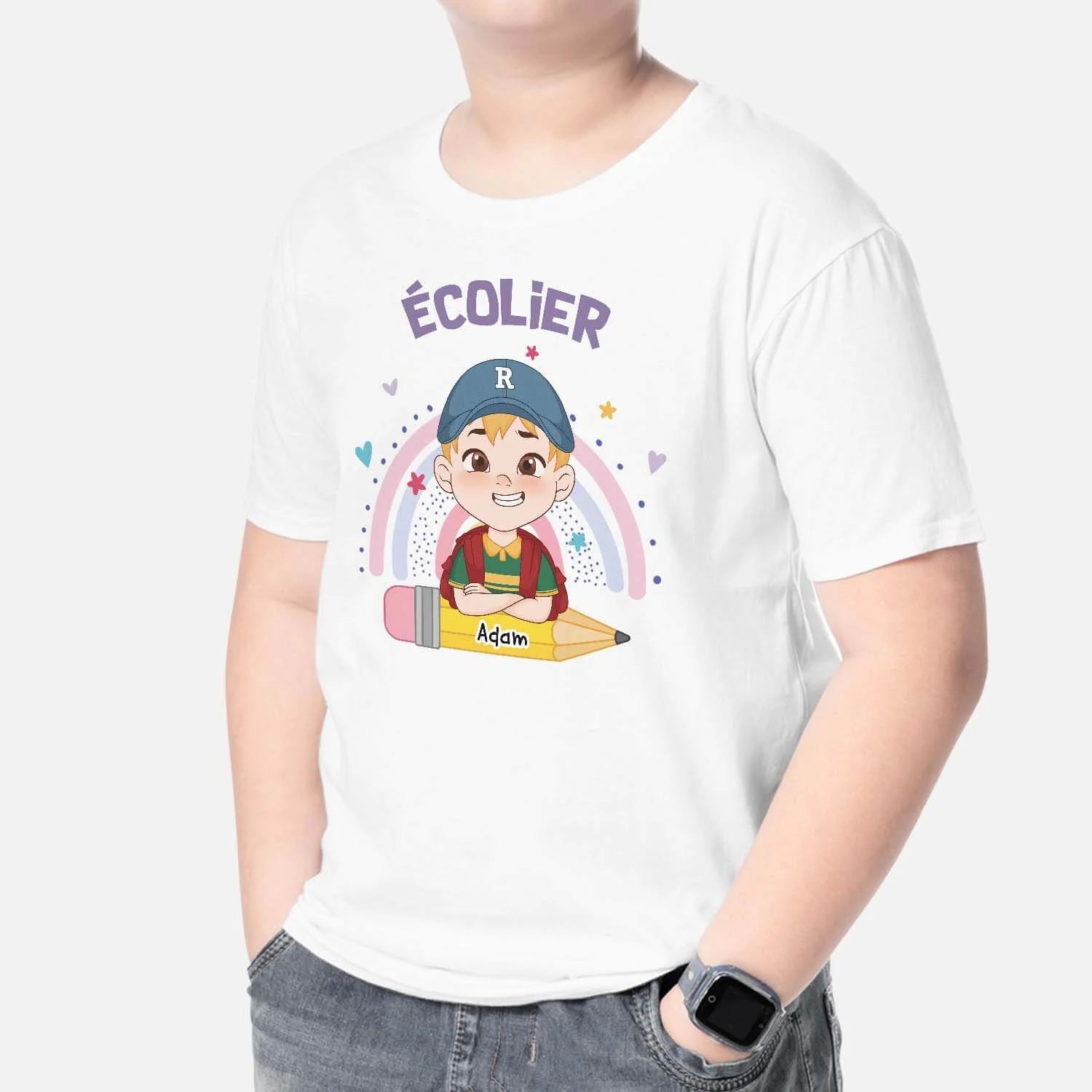 Tee Shirt Enfant Personnalisé - Fille d’École Arc-en-Ciel - Image 2
