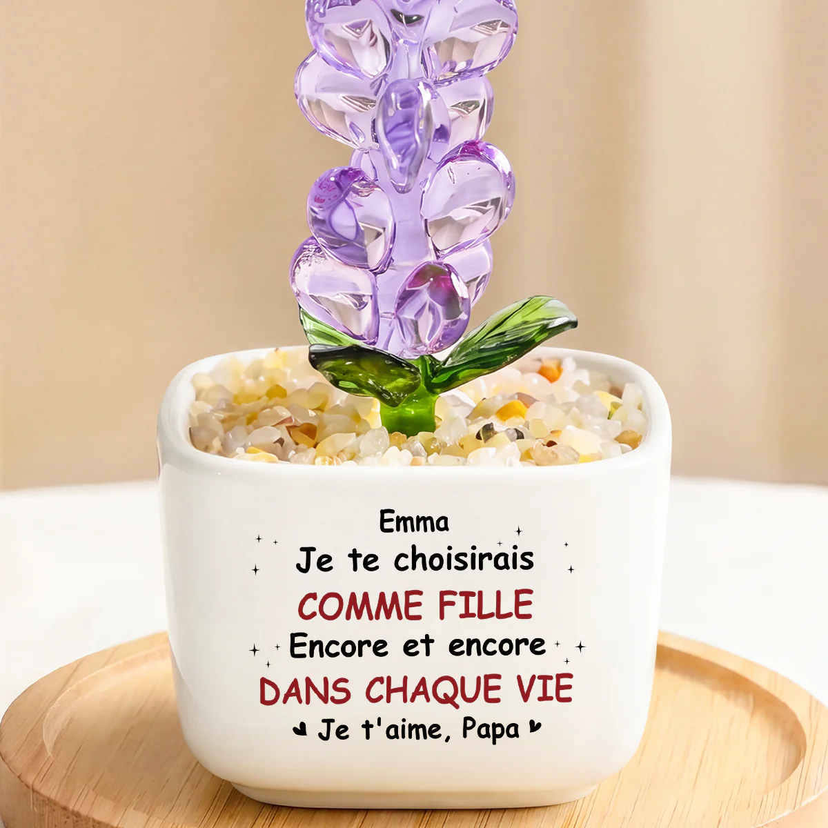 Fleur Artisanale En Verre Avec Pot - Je Te Choisirais Comme Fille Et Fils