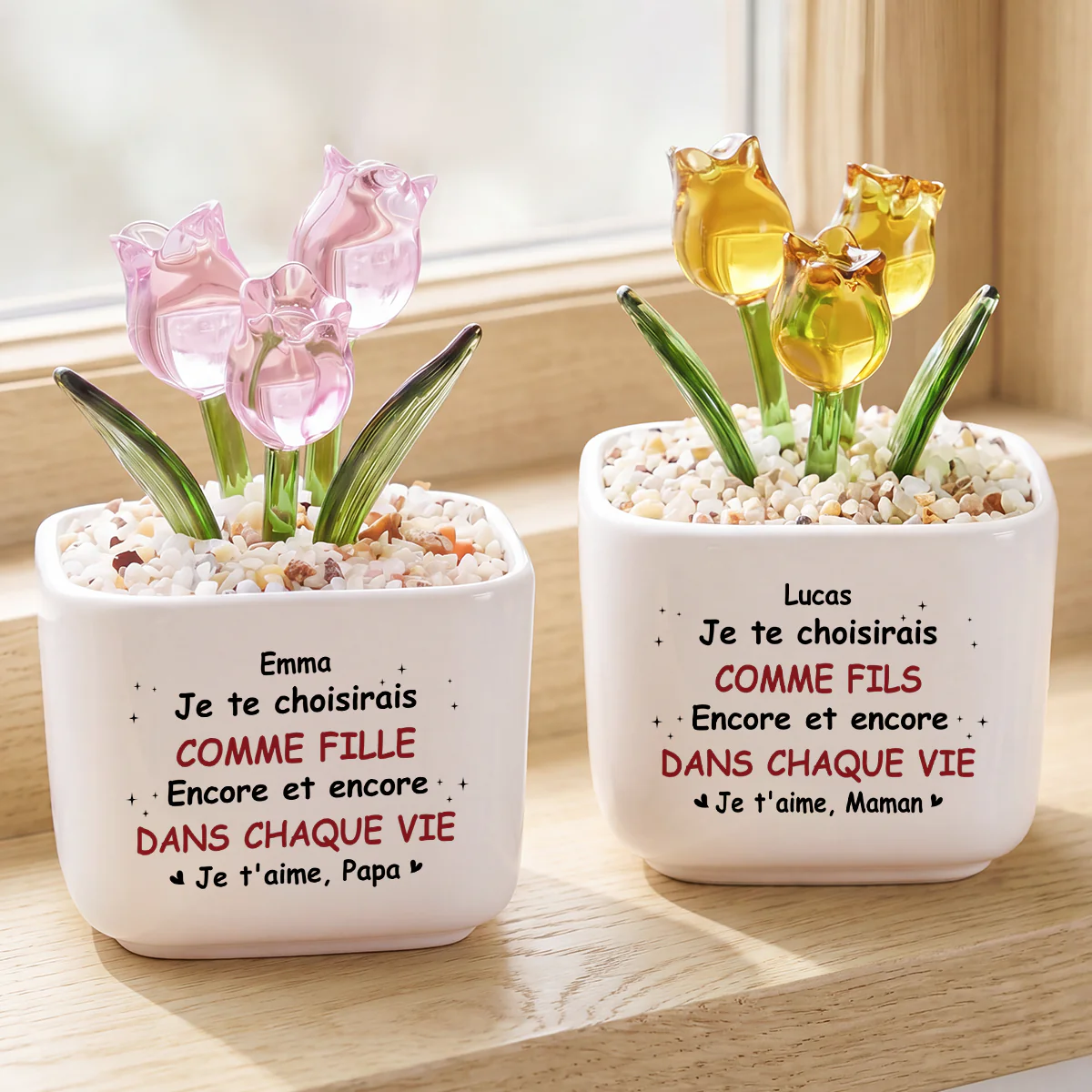 Fleur Artisanale En Verre Avec Pot - Je Te Choisirais Comme Fille Et Fils - Image 2