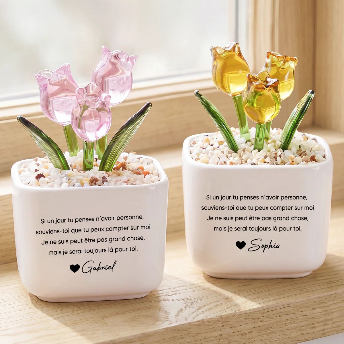 Fleur Artisanale En Verre Avec Pot Pour Femme/Homme - Toujours Avec Ma Fille Mon Fils - Image 2