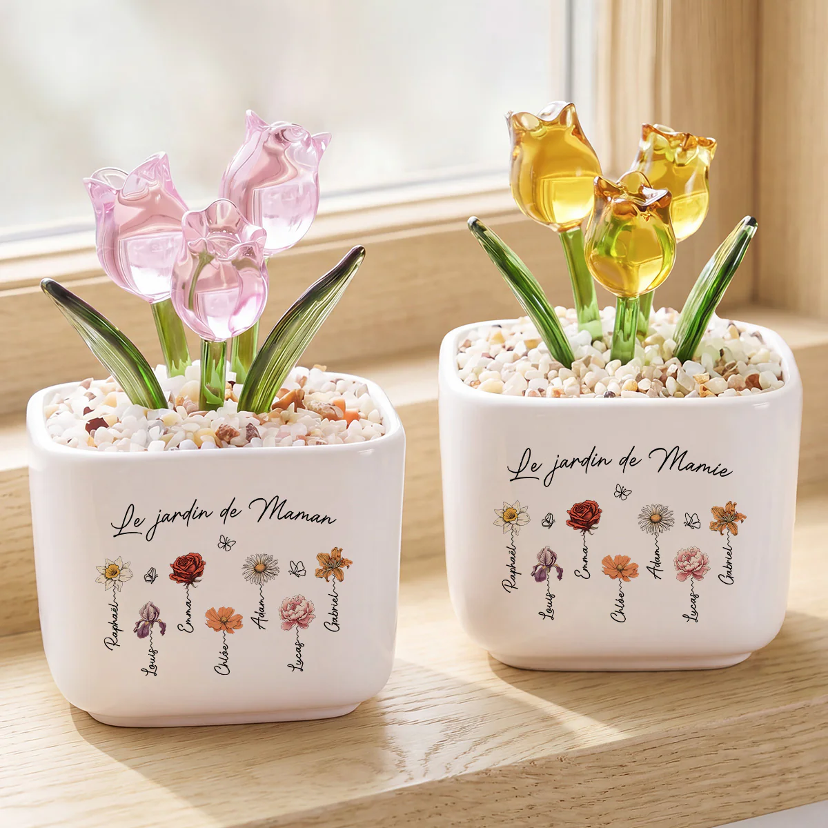 Fleur Fait Main En Verre Avec Pot - Le Jardin De Maman Mamie - Image 2