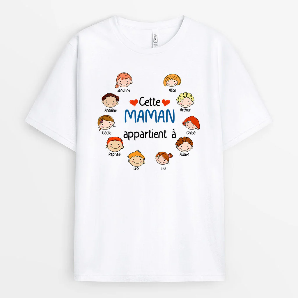 T Shirt Mamie Personnalisé - Cette Mamie Appartient À | Visages Entourage - Image 2