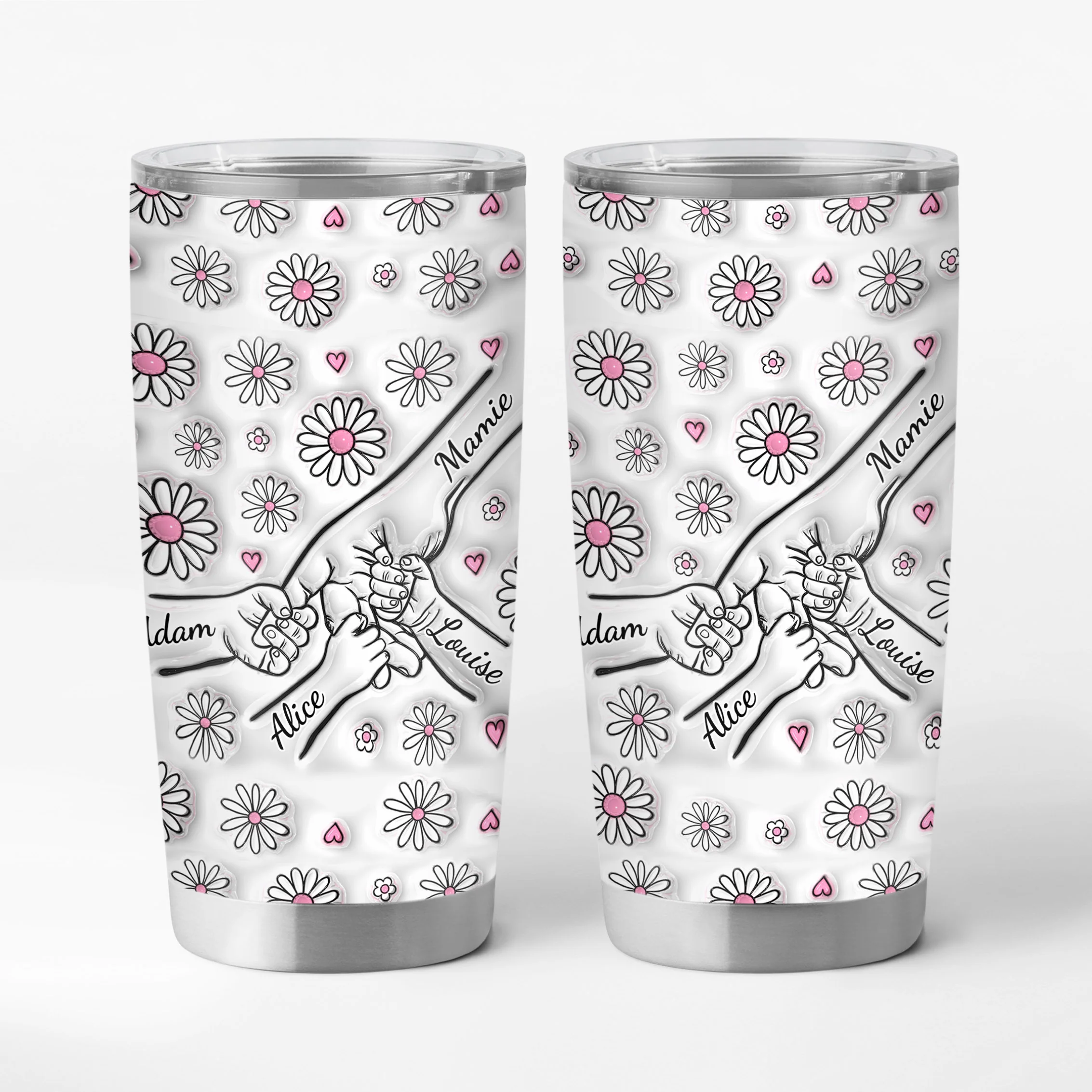 [Effet d'Impression 3D] Mug Personnalisé 590 ml - Mamie - Fleurs Roses