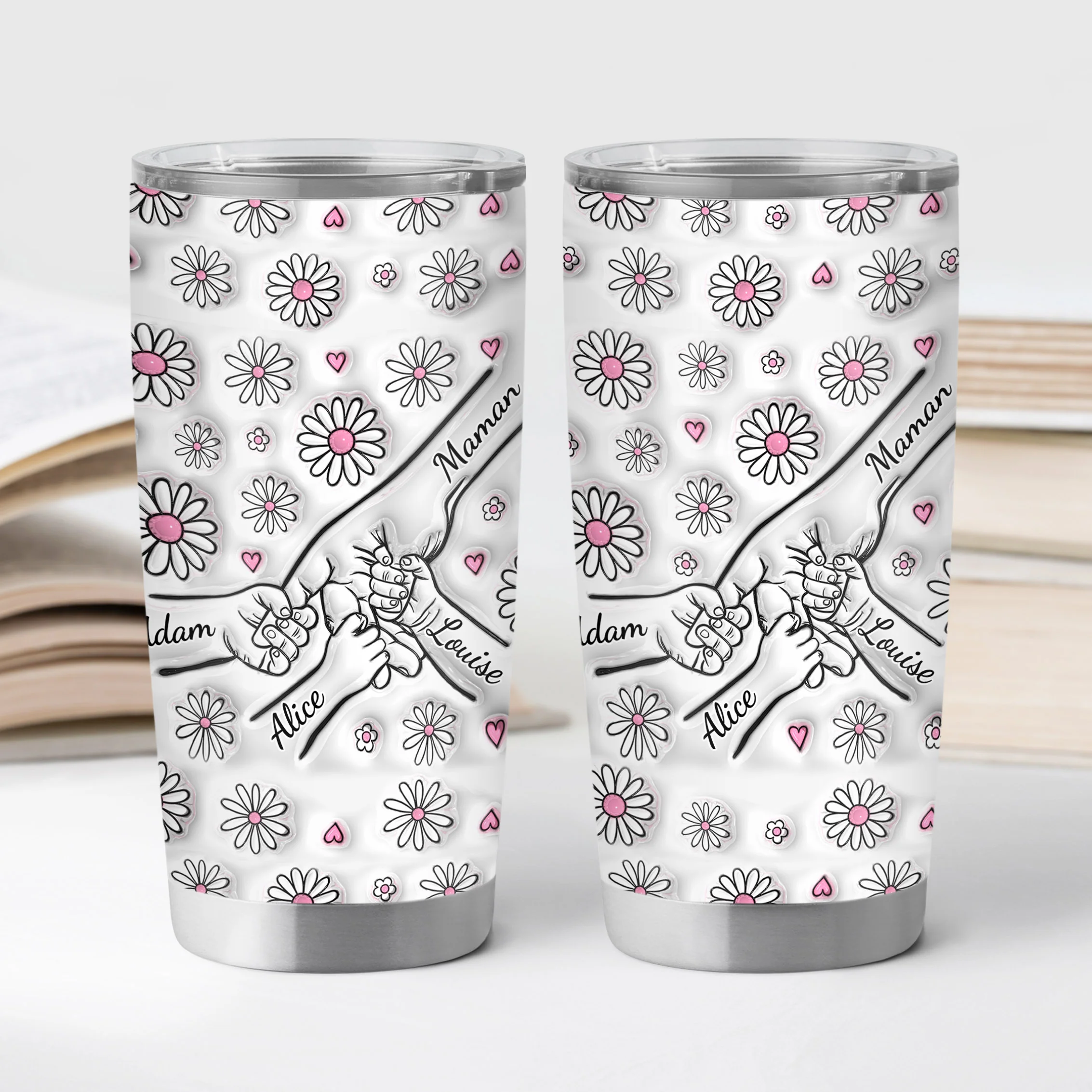[Effet d'Impression 3D] Mug Personnalisé 590 ml - Mamie - Fleurs Roses - Image 2