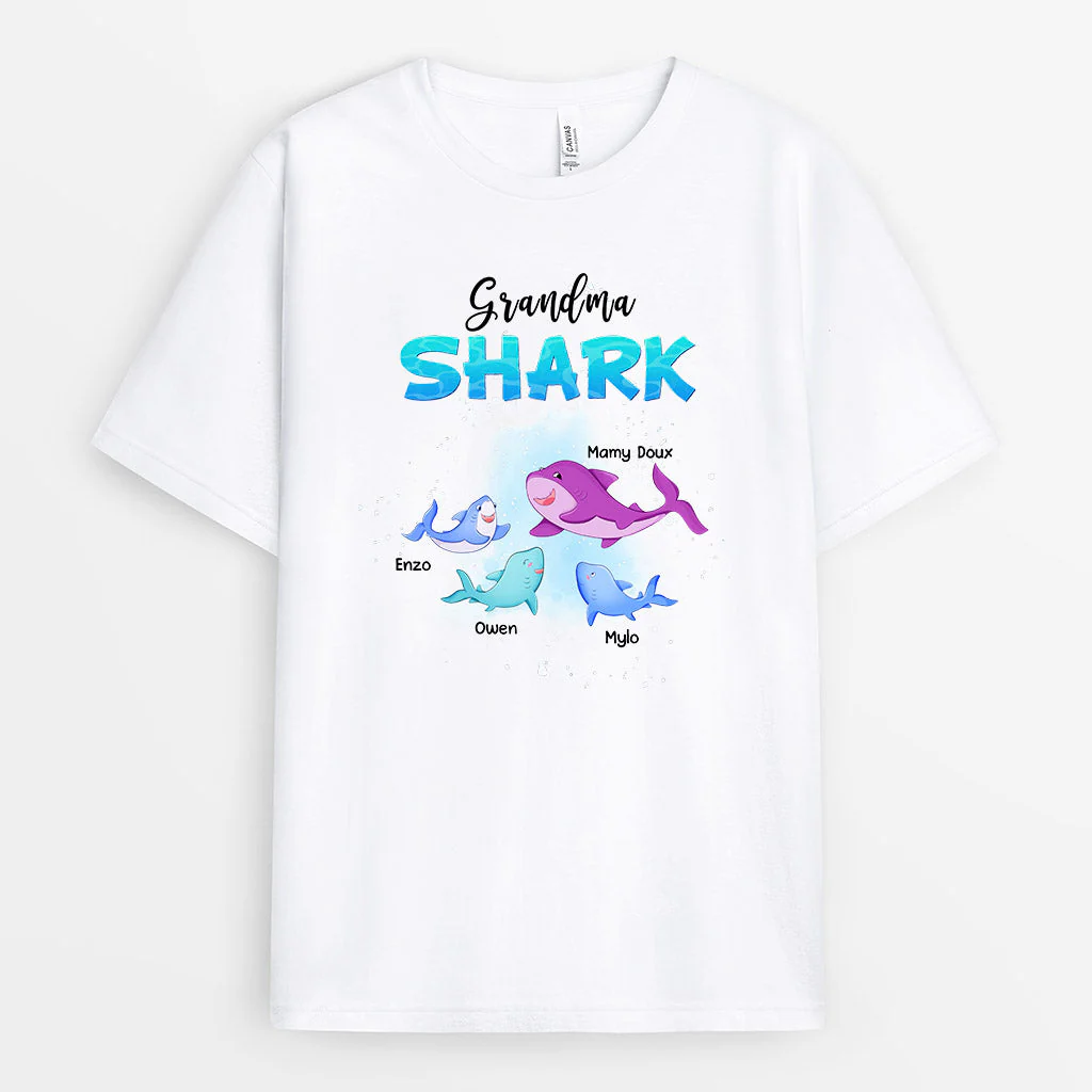 Tee Shirt Mamie Personnalisé - Grandma Shark