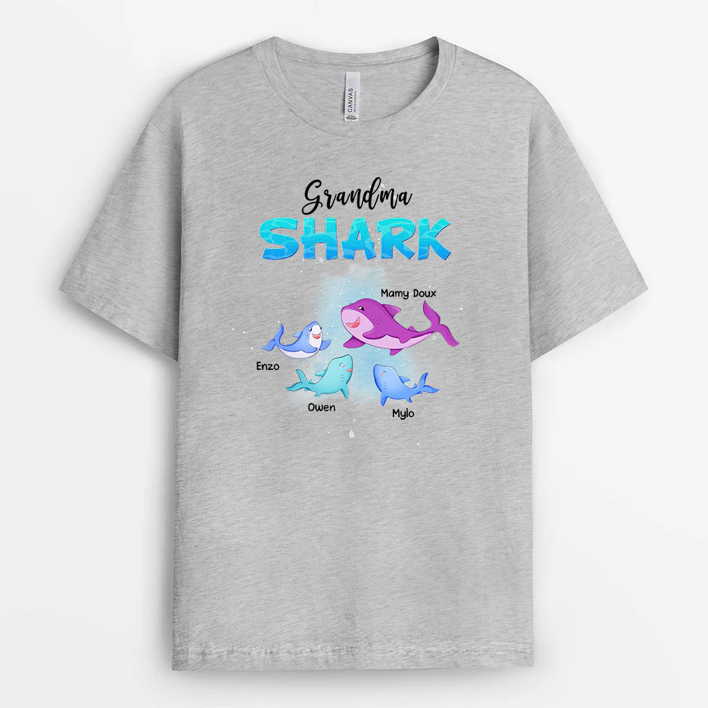 Tee Shirt Mamie Personnalisé - Grandma Shark - Image 2