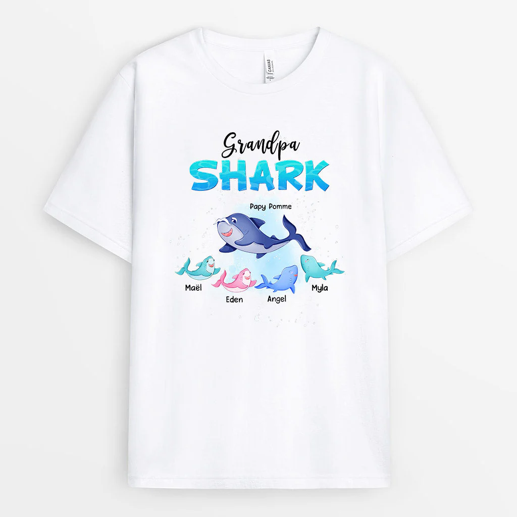T-shirt Personnalisé Pour Papy - Grandpa Shark
