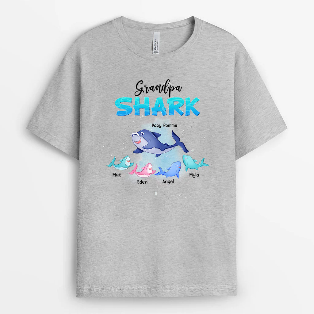 T-shirt Personnalisé Pour Papy - Grandpa Shark - Image 2