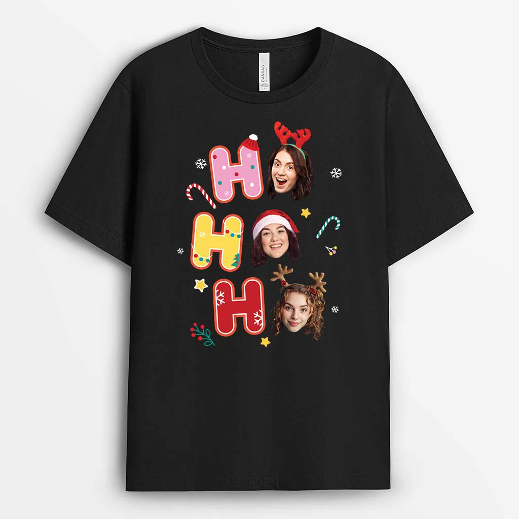 Cadeaux De Noël Personnalisés – T-Shirt Ho Ho Ho Avec Photos