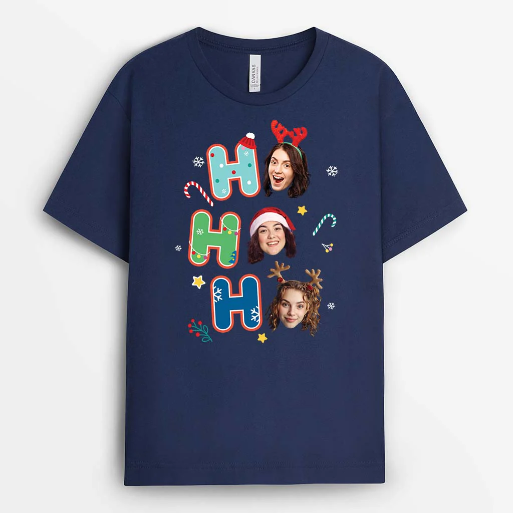 Cadeaux De Noël Personnalisés – T-Shirt Ho Ho Ho Avec Photos - Image 2