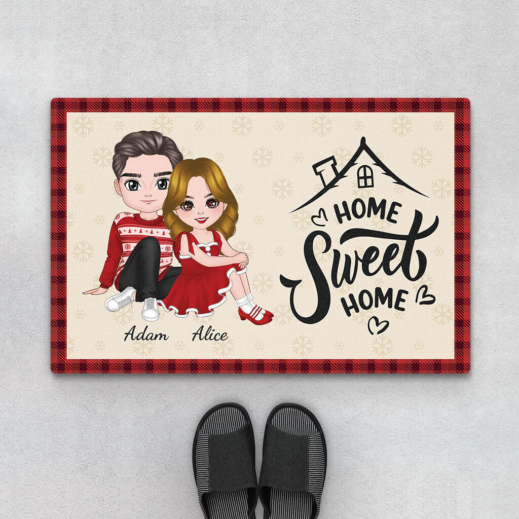 Paillasson Home Sweet Home Couple – Cadeau Noël Personnalisé