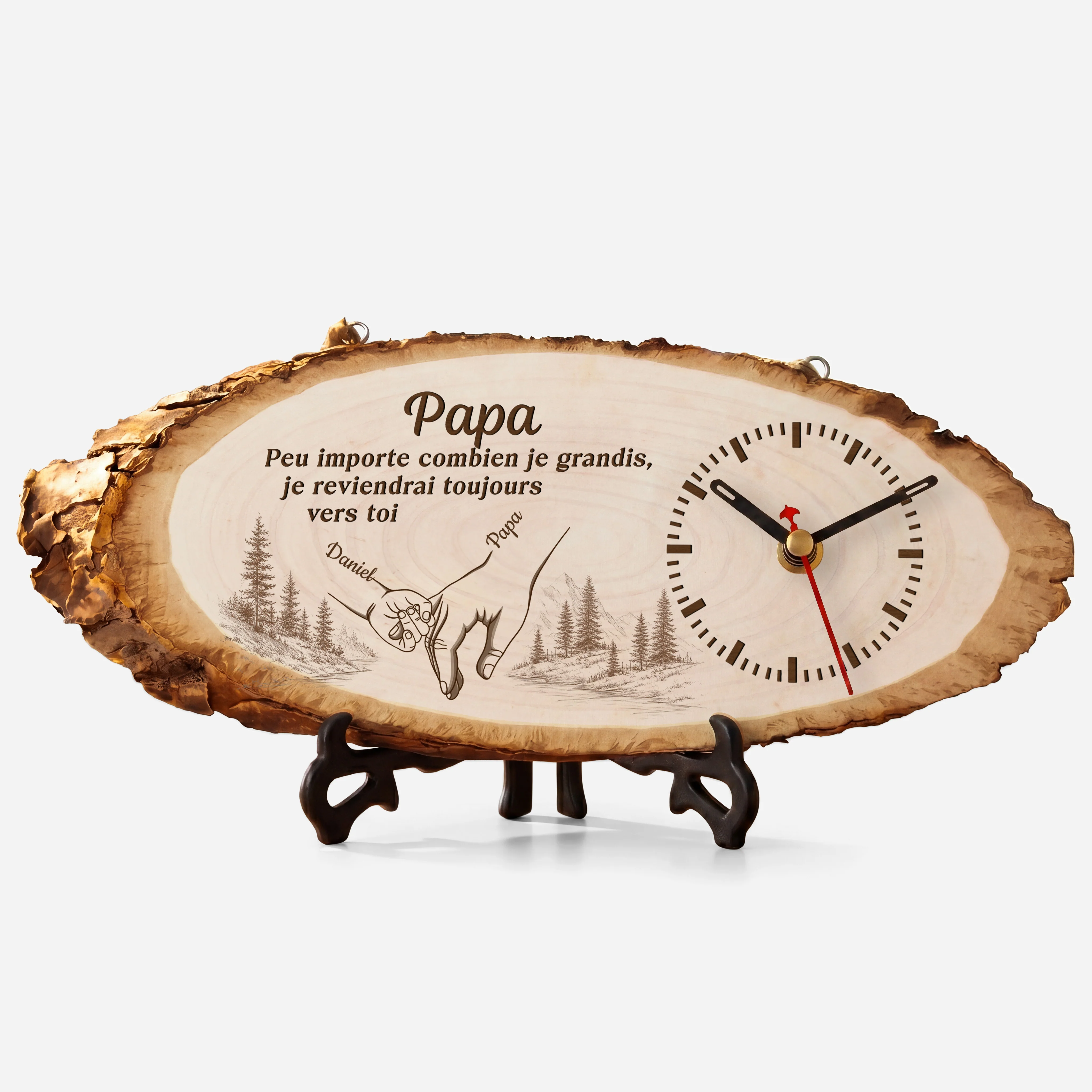 Horloge Bois Personnalisable - Je Reviendrai Toujours Vers Papa Et Maman