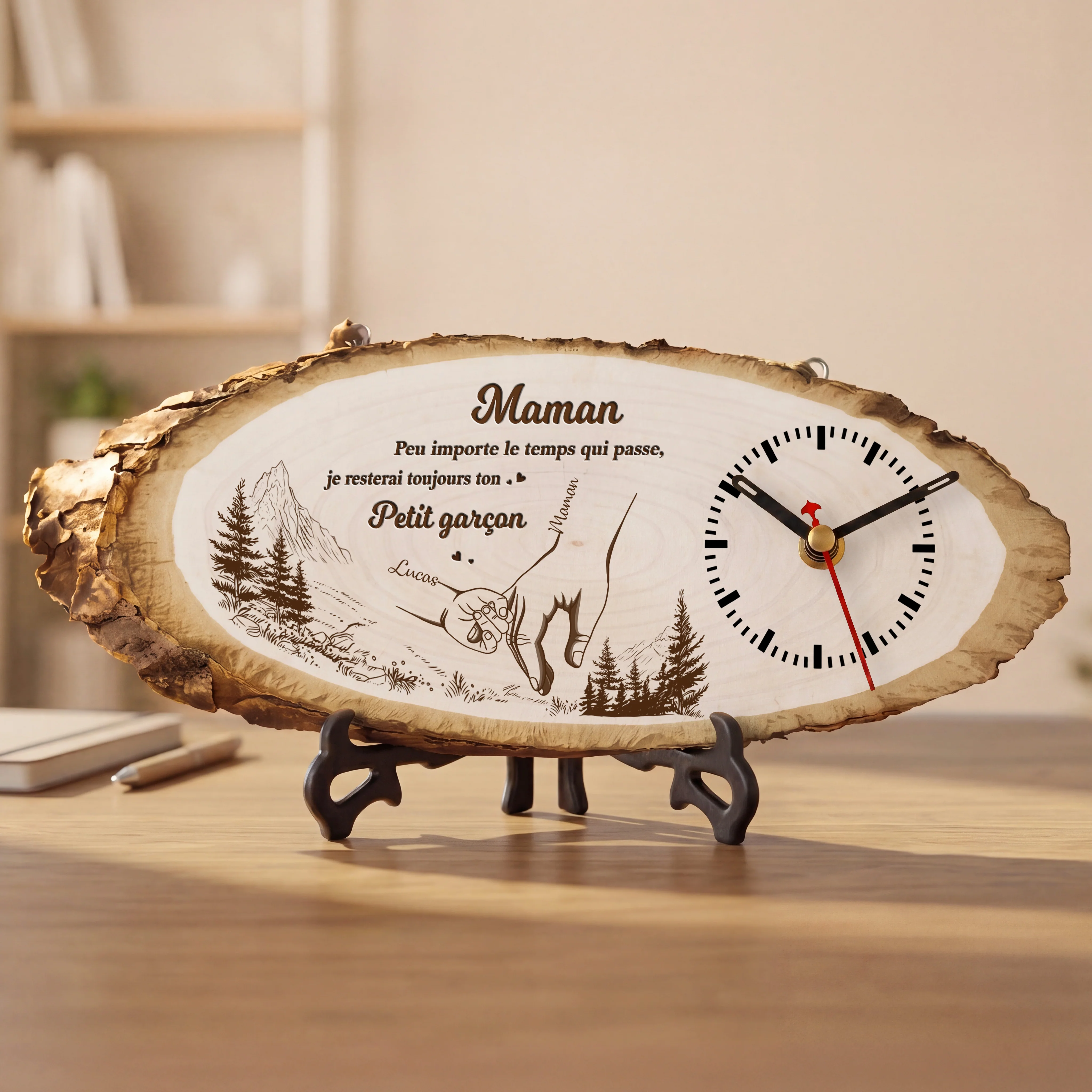 Horloge Bois Personnalisée - Peu Importe Le Temps Qui Passe Cadeau Maman Et Papa - Image 2