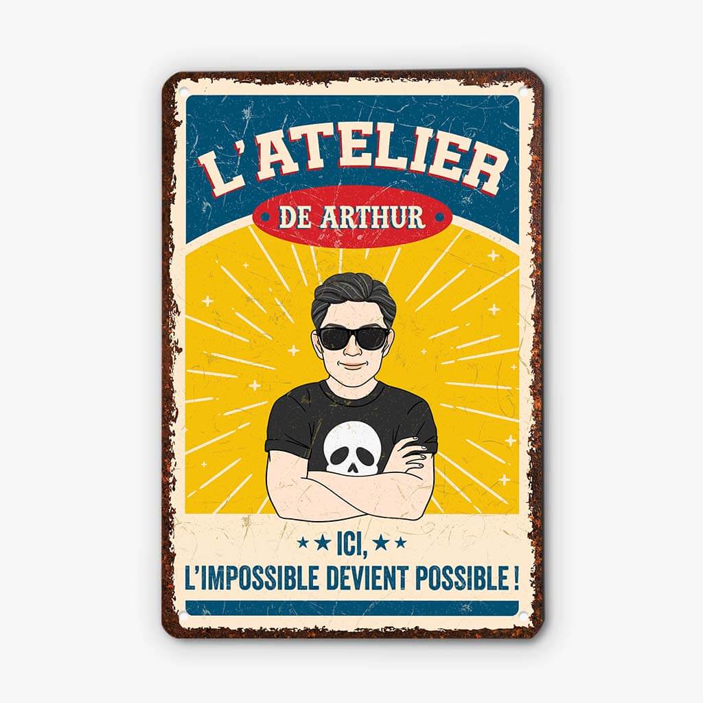 Plaque humour personnalisée – Ici l’impossible devient possible