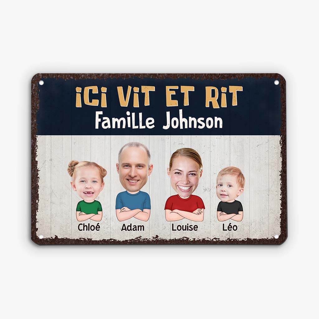 Plaque personnalisée pour maison – Ici vit et rit - Image 2