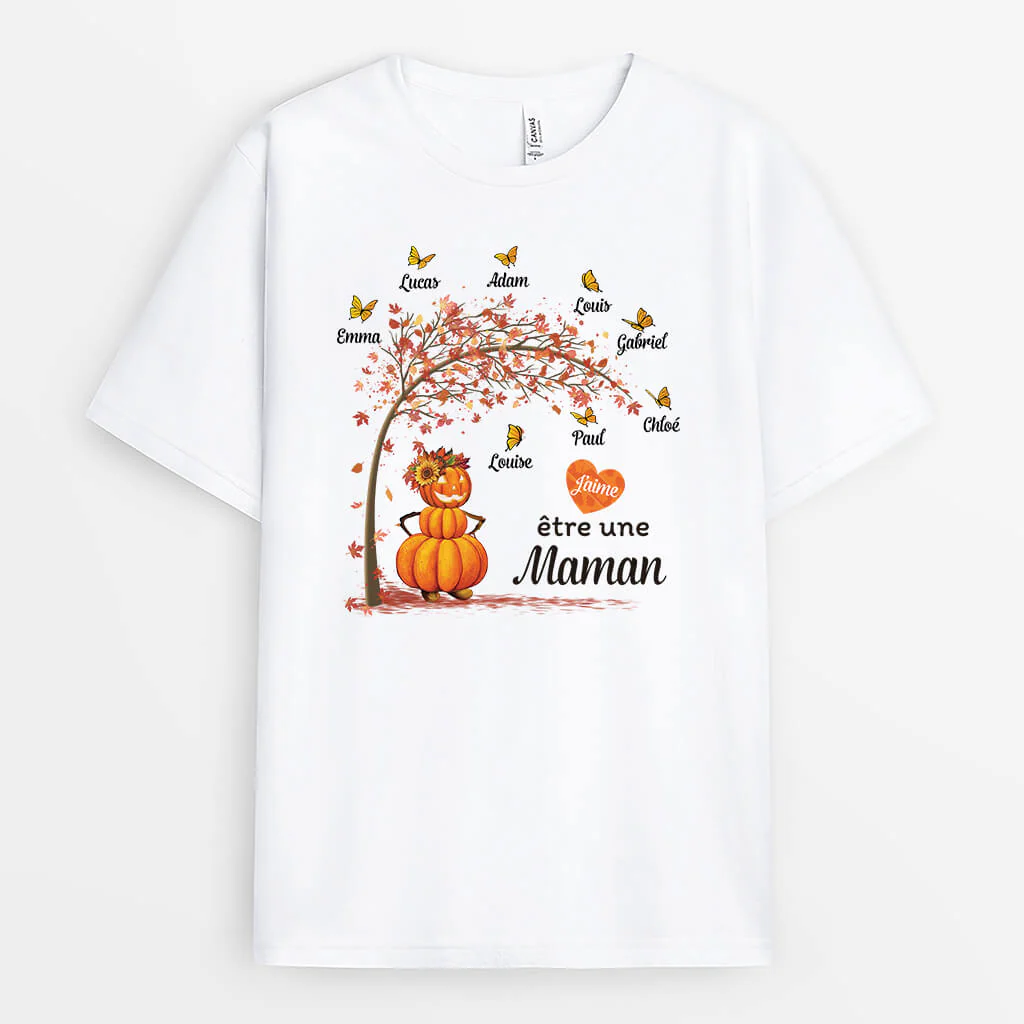 Tee Shirt Personnalisé Mamie - J'adore Être Mamie Citrouille Avec Papillons - Image 2