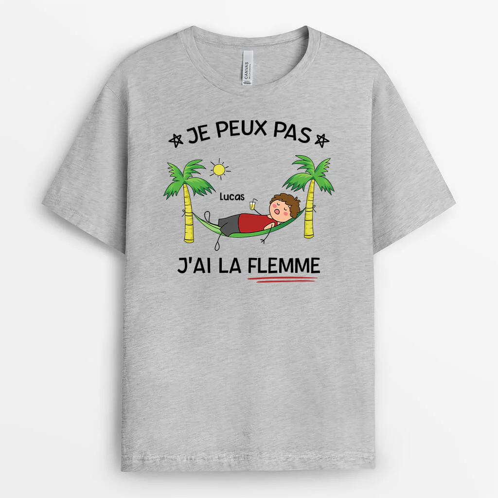 Tee Shirt Personnalisé Femme – J'ai La Flemme - Image 2