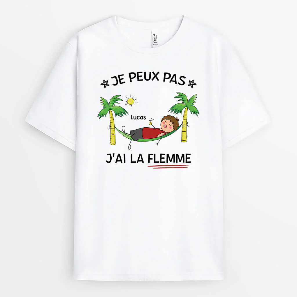 T-Shirt Personnalisé Drôle Homme  – J’ai La Flemme