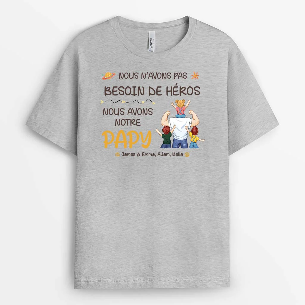 J'ai Mon Papa Héros - T-shirt Super Papa Personnalisé - Image 2