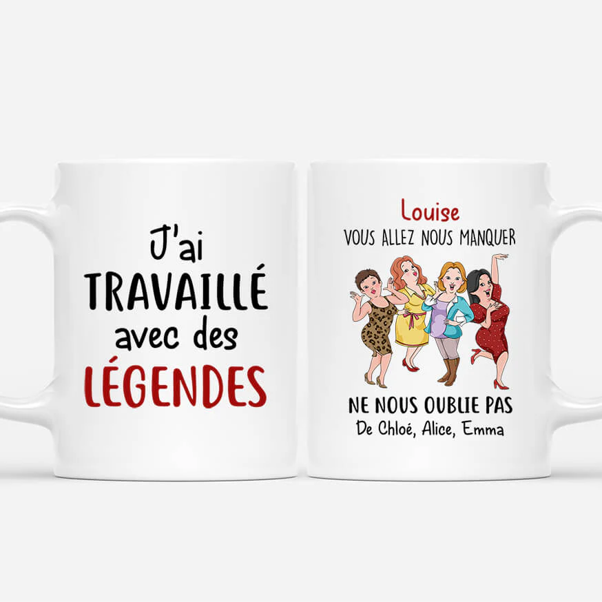 Mug personnalisé pour collègue - J’ai travaillé avec une légende