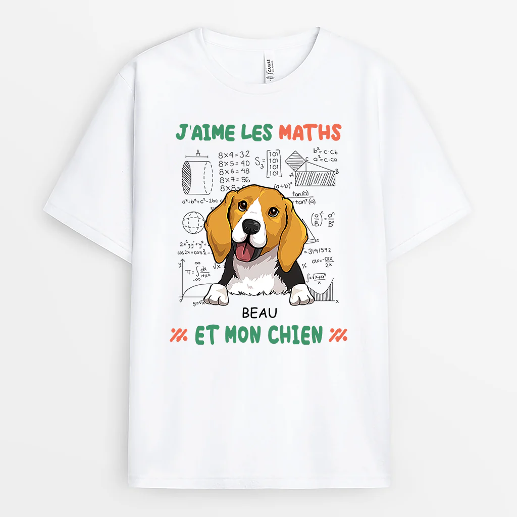 J'aime les Maths Et Chien - T-shirt Pour Amoureux Des Chiens